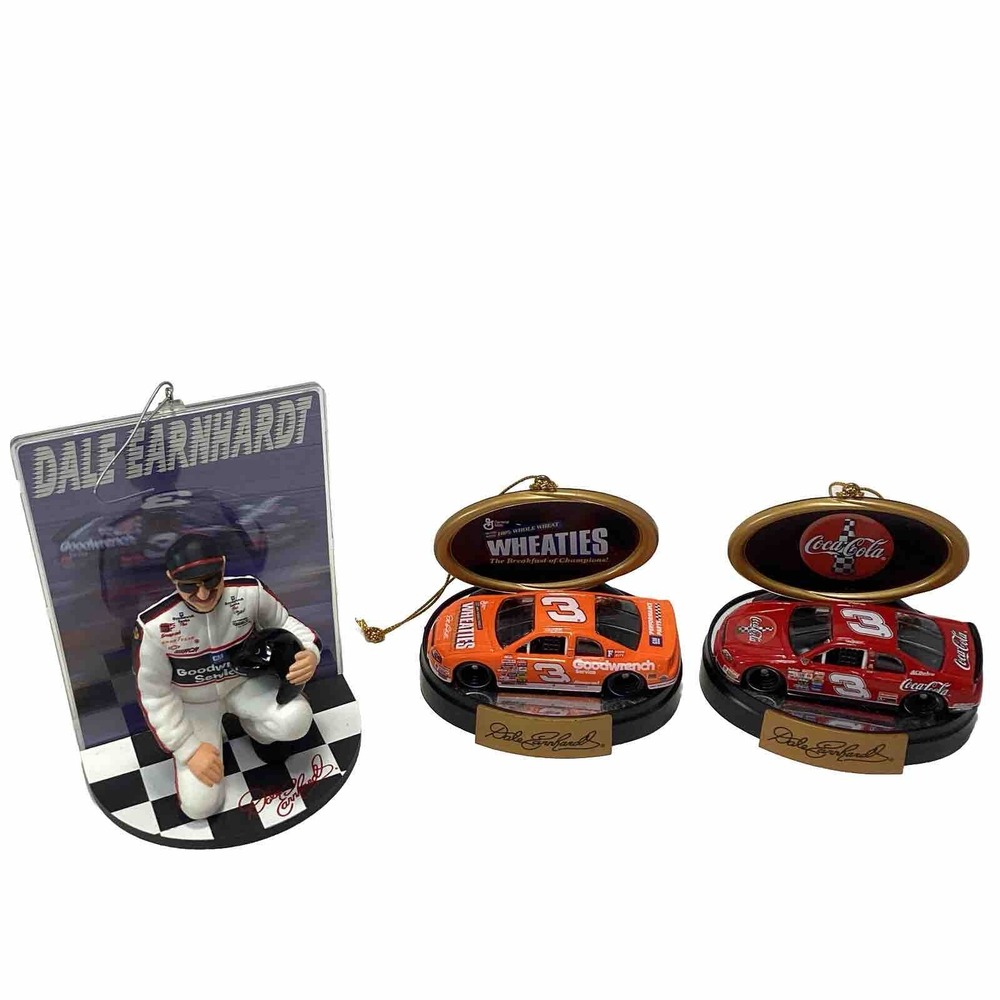 Lot Of (3) Dale Earnhardt Christmas Ornaments Hallmark, Wheaties, Coca-Cola #3
